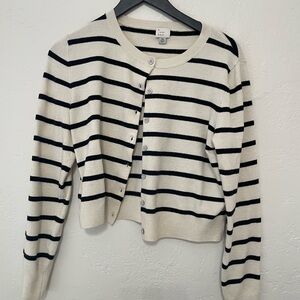 a new day Black and White Striped Cardigan